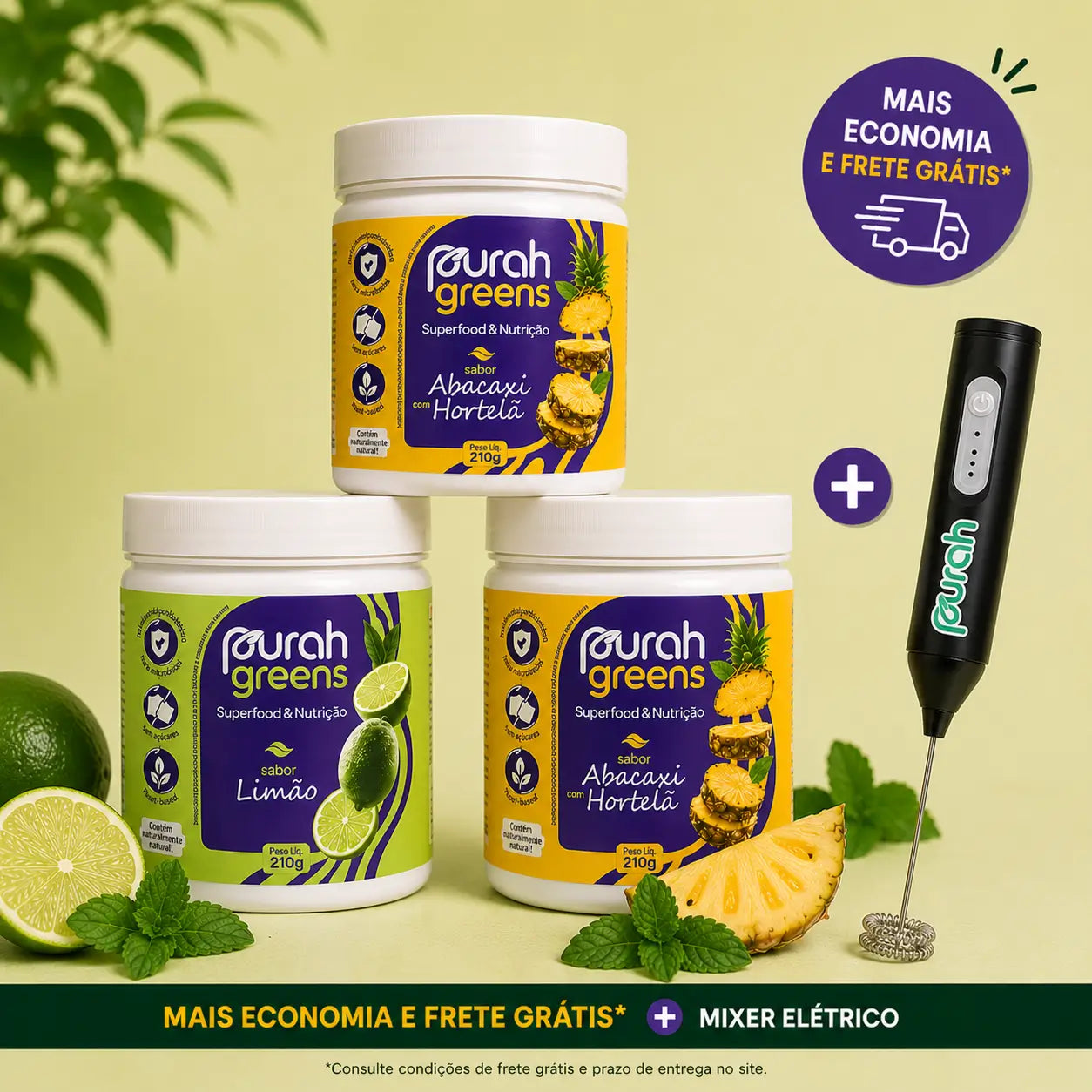 kit com 1 Limão e 2 Abacaxi com Hortelã